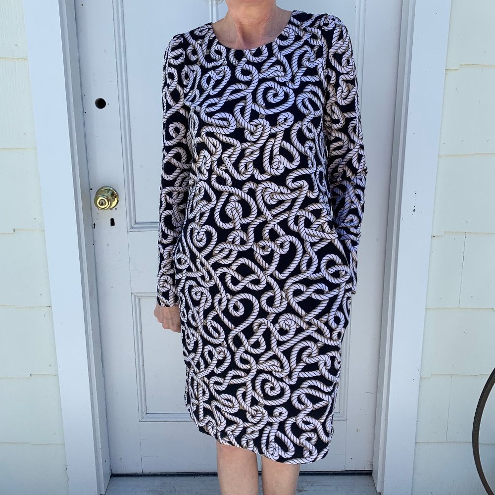 Moschino Women's Size 8 Navy Dress W/Rope Pattern